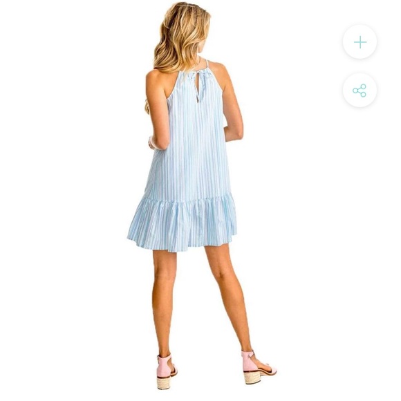 NWT Southern Tide Ivette Marina Blue White Aqua Striped Seersucker Summer Dress - Picture 2 of 3